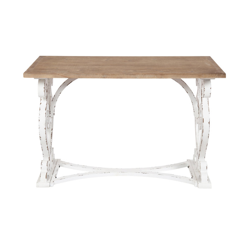 Bureau en bois massif Milne, H 30 po x l 46 po x P 24 po, Brun rustique / Blanc