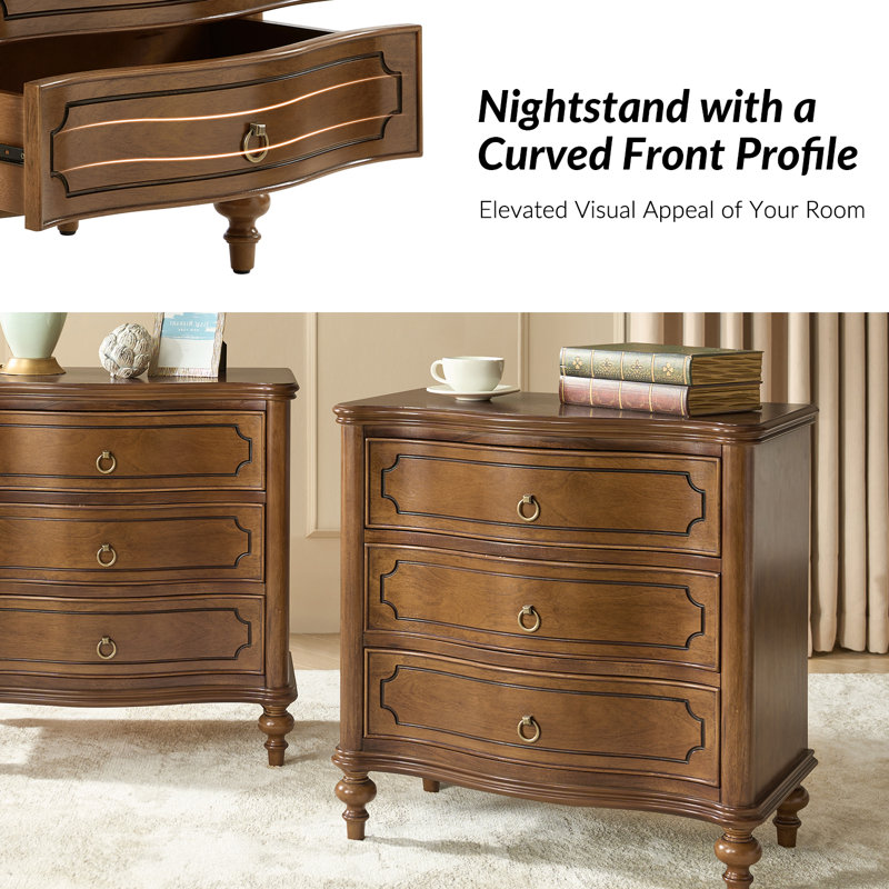 Elfine 28'' W Traditional Nightstand Set of 2 with Charging