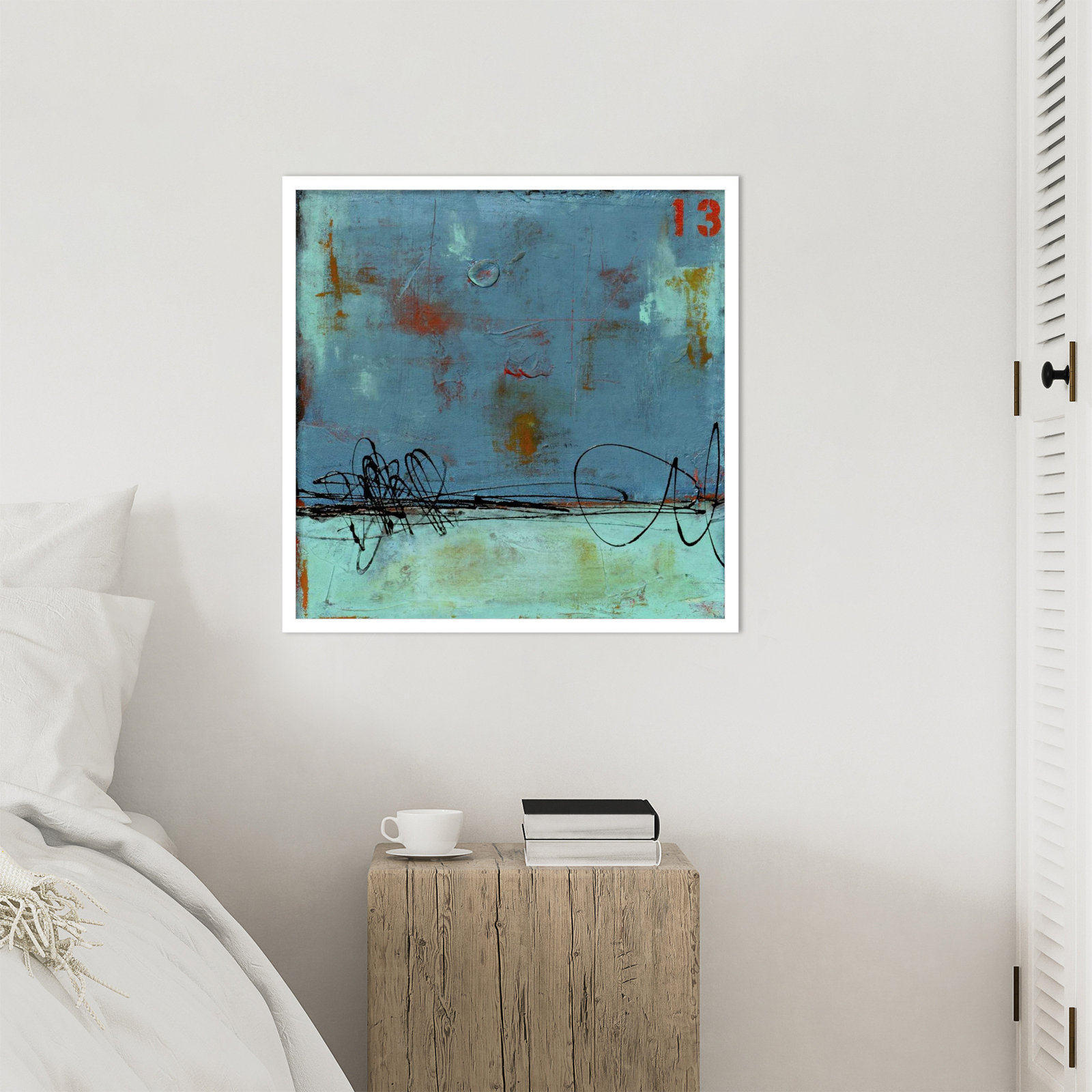 Blue Bay Marina I Print by Erin Ashley, 25" H x 25" W, White