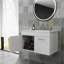 Meuble-lavabo mural 32 po avec lavabo, meuble-lavabo mural avec portes doubles, armoire de salle de bain murale, charnières à fermeture en douceur, longues poignées en métal, lavabo en céramique, blanc brillant