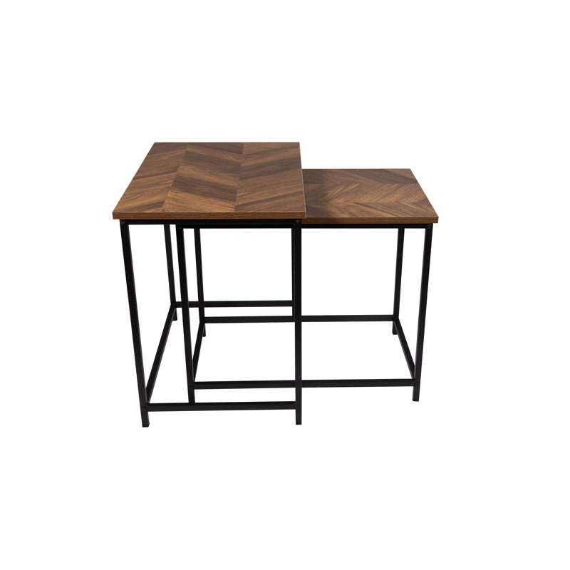 IVY Wooden Top Nest Of 2 Frame Coffe Tables Set