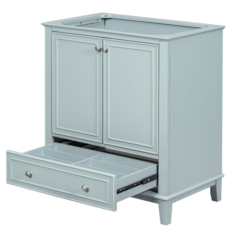 Bathroom Cabinet Base 30" - Solid Wood & , Functional With Drawer, Adjustable Shelf, Freestanding, Assembly Needed Vanity, , Interior