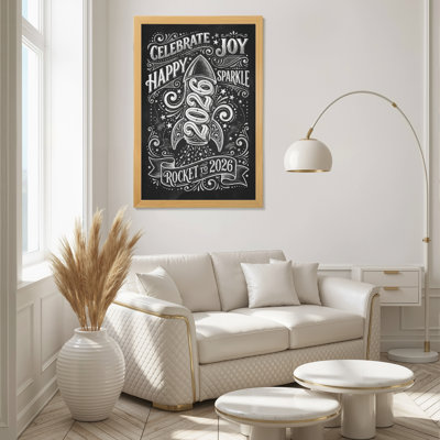 Celebrate Joy Happy Sparkle 2026 Rocket To 2026 Chalkboard Style Typography Canvas Wrapped Wall Art New Year Celebration Decor