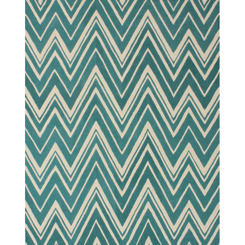 Sanyla Hand Tufted Wool Chevron Rug, Rectangle 2' x 3'