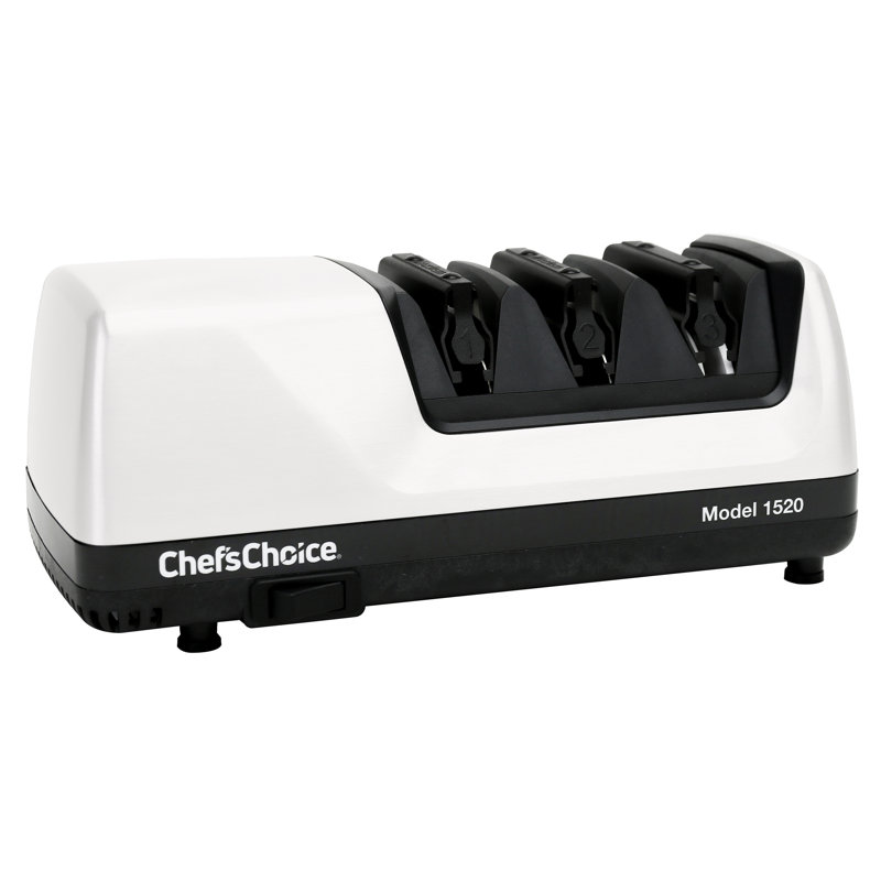 White Electric Knife Sharpener with Diamond Abrasive Discs