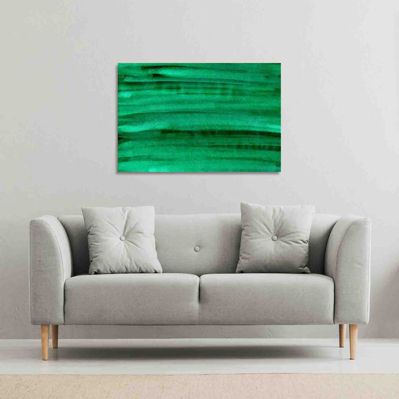 Green Watercolour Strokes by Andrew Lee - Wrapped Canvas Print, 41cm H x 61cm W x 4cm D, Wrapped Canvas