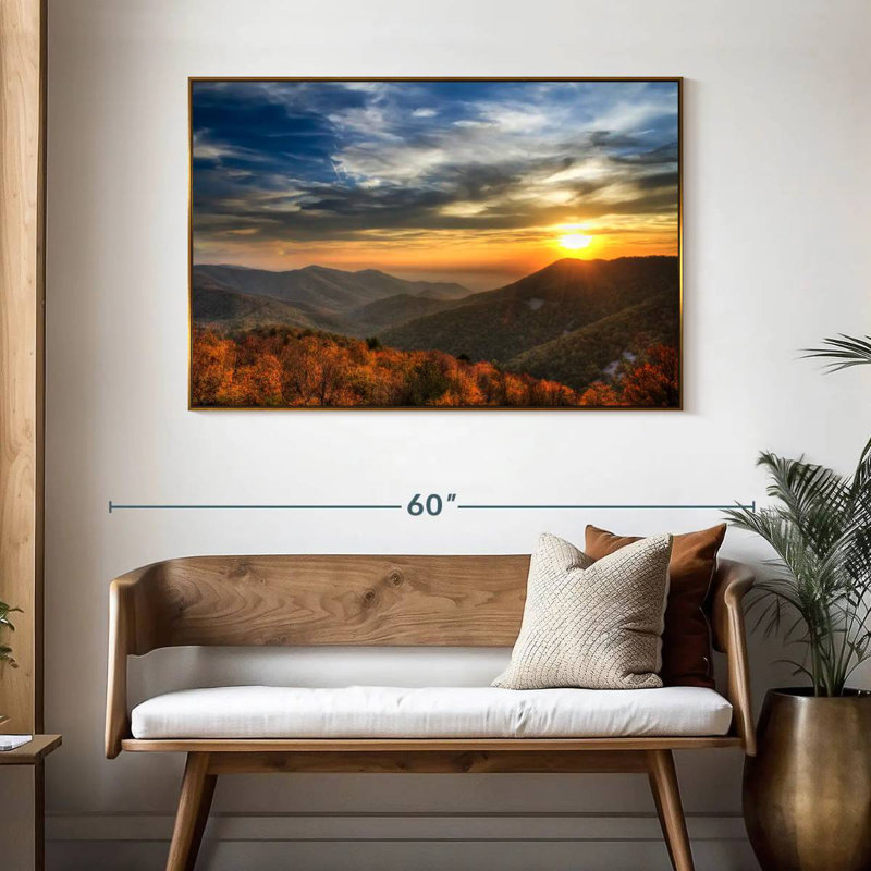Shenandoah Sundown, 46 po x 31 po, Cadre flottant doré