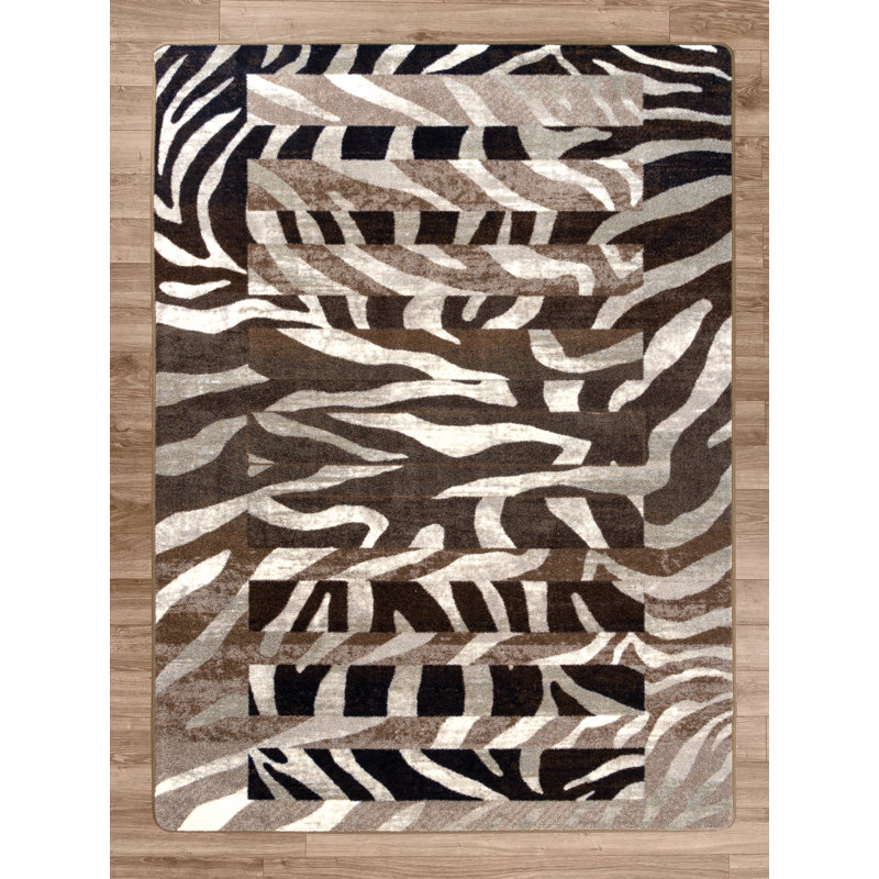 Tapis brun tissé à la machine Abina, Rectangle 8 pi x 11 pi