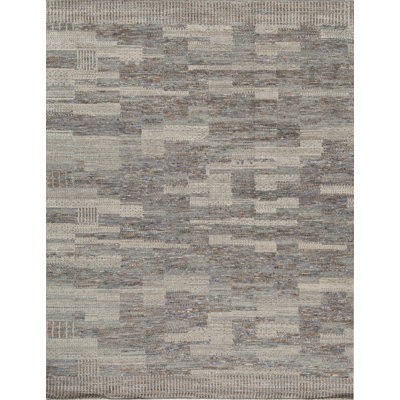 Tapis gris/beige en laine noué la à la main abstract Moroccan