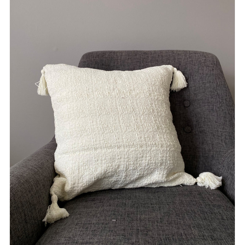 Housse de coussin d'intérieur en polyester , Crème / blanc