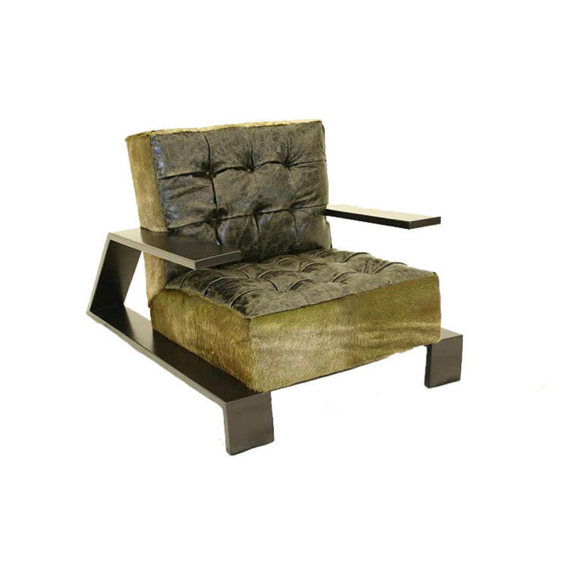 Leather Armchair, Hair Hide Zebra in the Wild, Brushy Bayou
