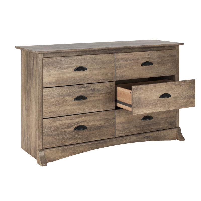 Wahhaj Compact 6 Drawer 48" W Double Dresser, Drifted Gray