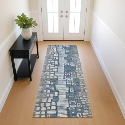 Machine Washable Indoor/Outdoor Huseby ACN2268 Geometric Rug