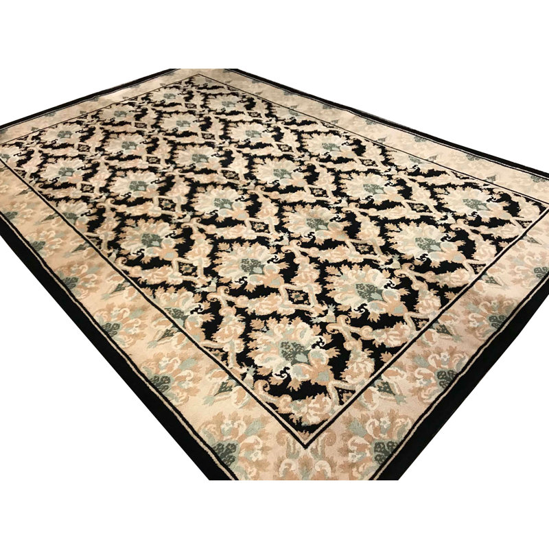 Tapis beige noué à la main de haute qualité