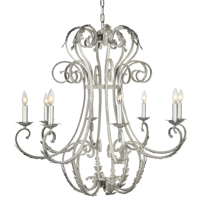 Lustre empire de style bougie à 8 lumières Florance, Blanc huître, 120 V
