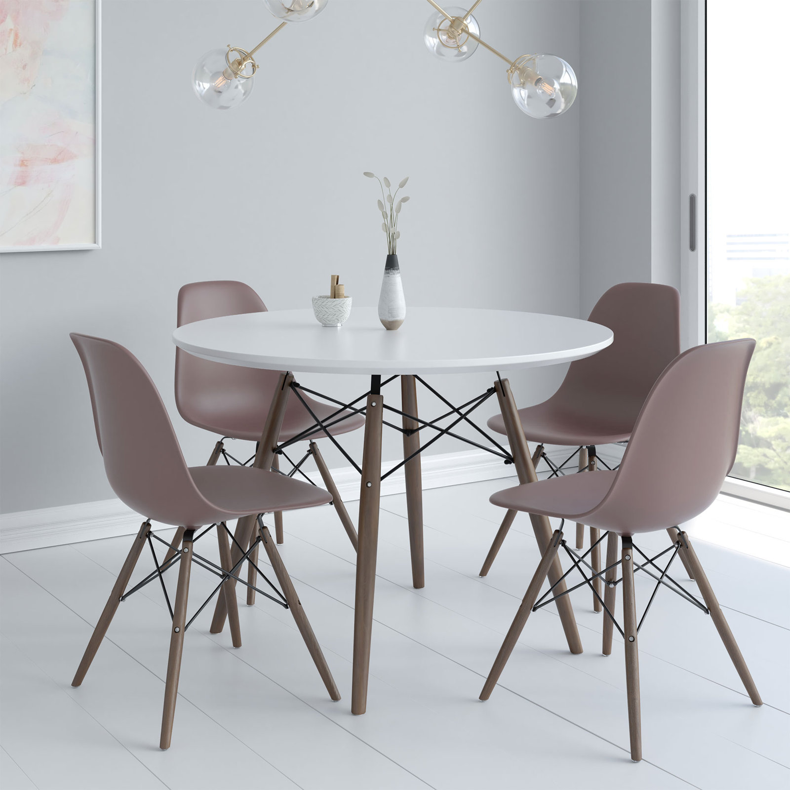 Jordan Side Chair, Taupe, Walnut