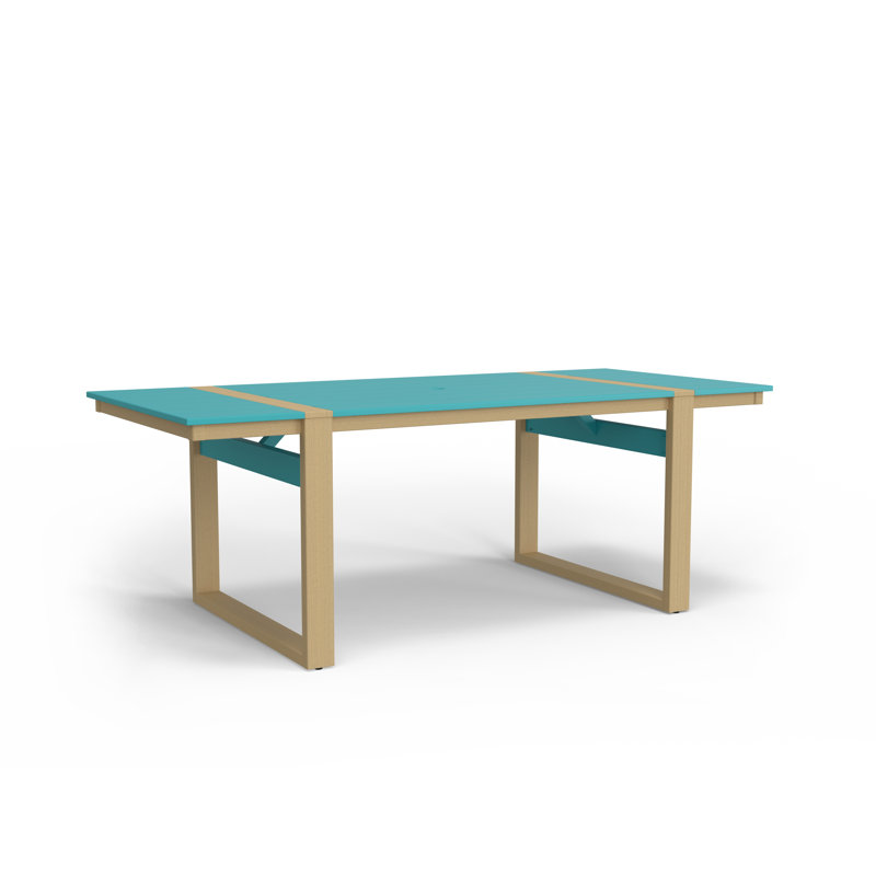 Calla Outdoor Rectangle Dining Table, Nature, Aruba Blue