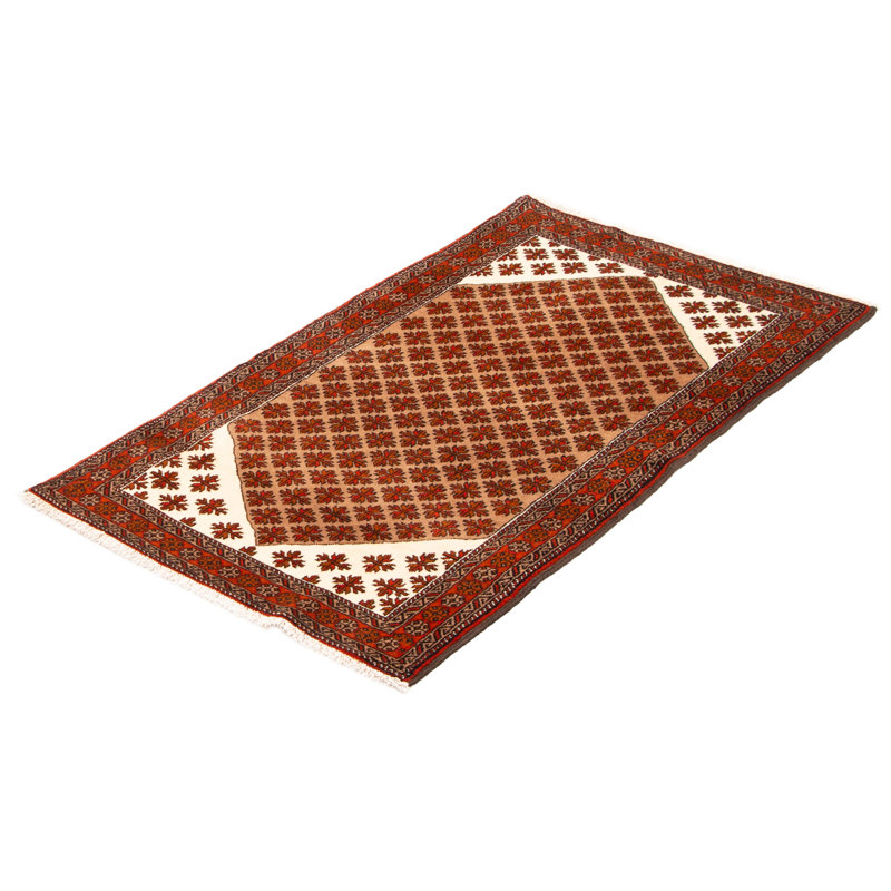 Tapis brun clair en laine noué à la main de conception unique 2 pi 11 po x 5 pi 2 po New Age