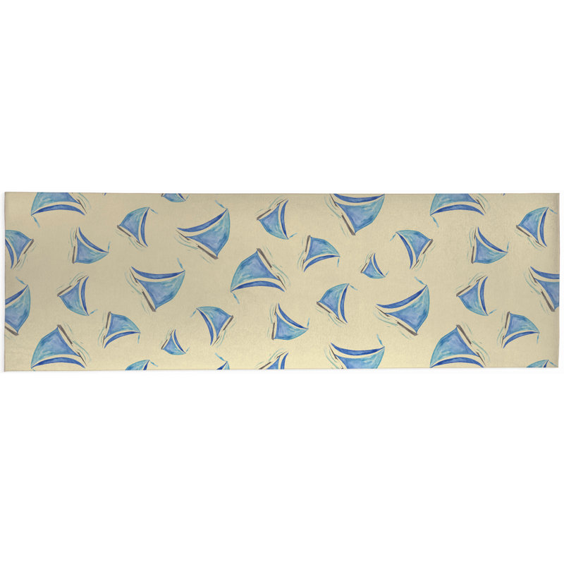 Summer Sailboats Outdoor Rug, Runner 2'6" x 8'