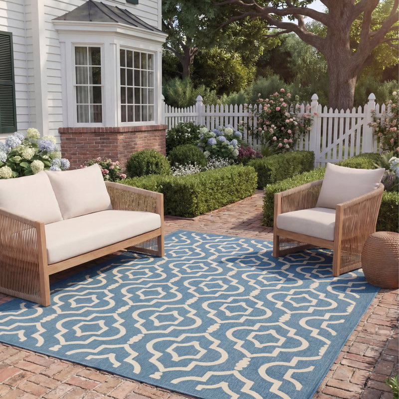 Herefordshire Performance Geometric Indoor/Outdoor Area Rug, Rectangle 8' x 11'