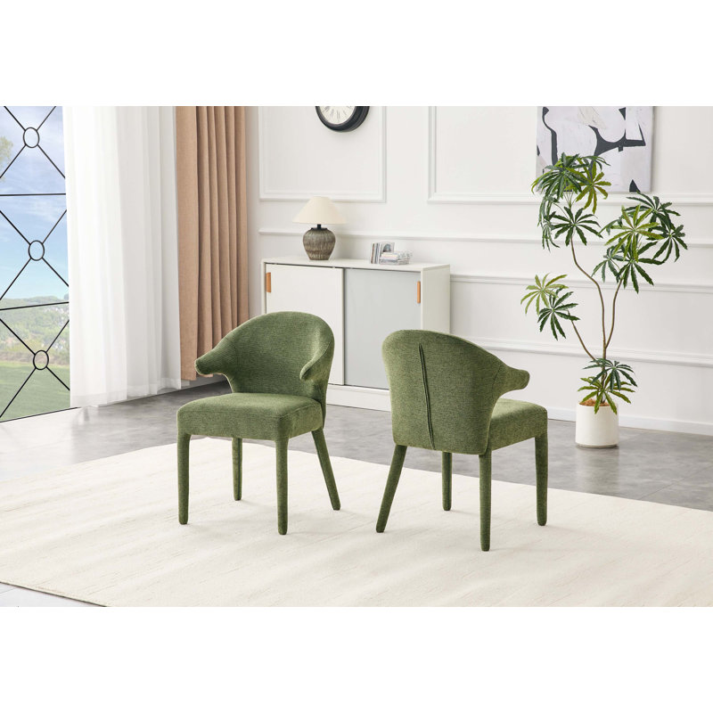 Chaise avec accoudoirs rembourrés Boucle, Vert