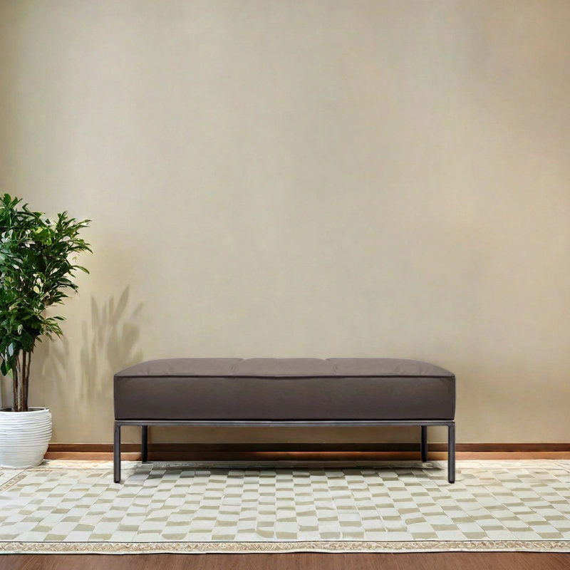 Banc en cuir, H 15,75 po x l 47,24 po x P 17,72 po