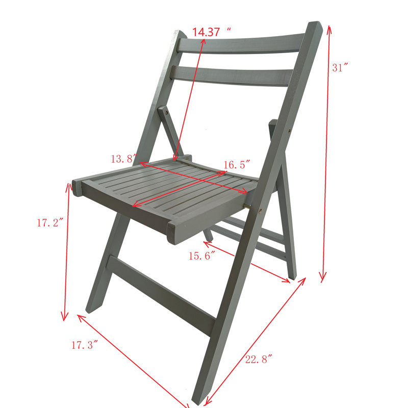 De 4 chaises pliantes grises en bois massif pour chaise supplémentaire 16,05 po Option profonde et pratique, Gris