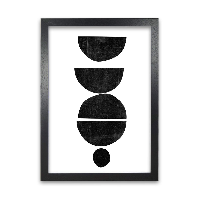 Mid Century Abstract Shapes Original - Print, 59cm H x 42cm W x 3cm D, Black Frame