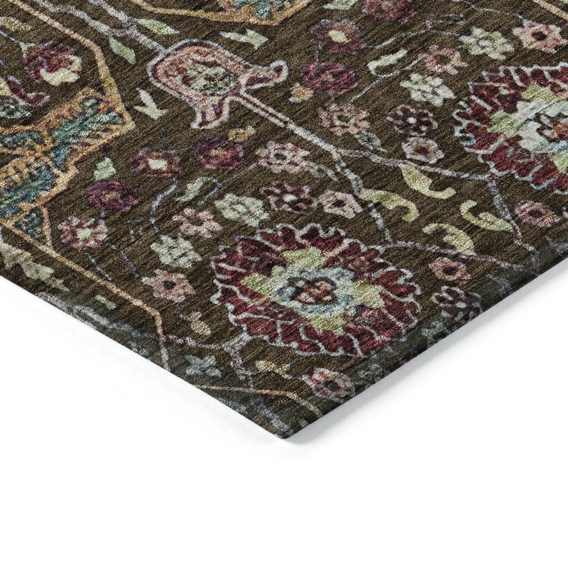 Machine Washable Indoor/Outdoor Cicel ACN1132 Chocolate Rug, Round 8'