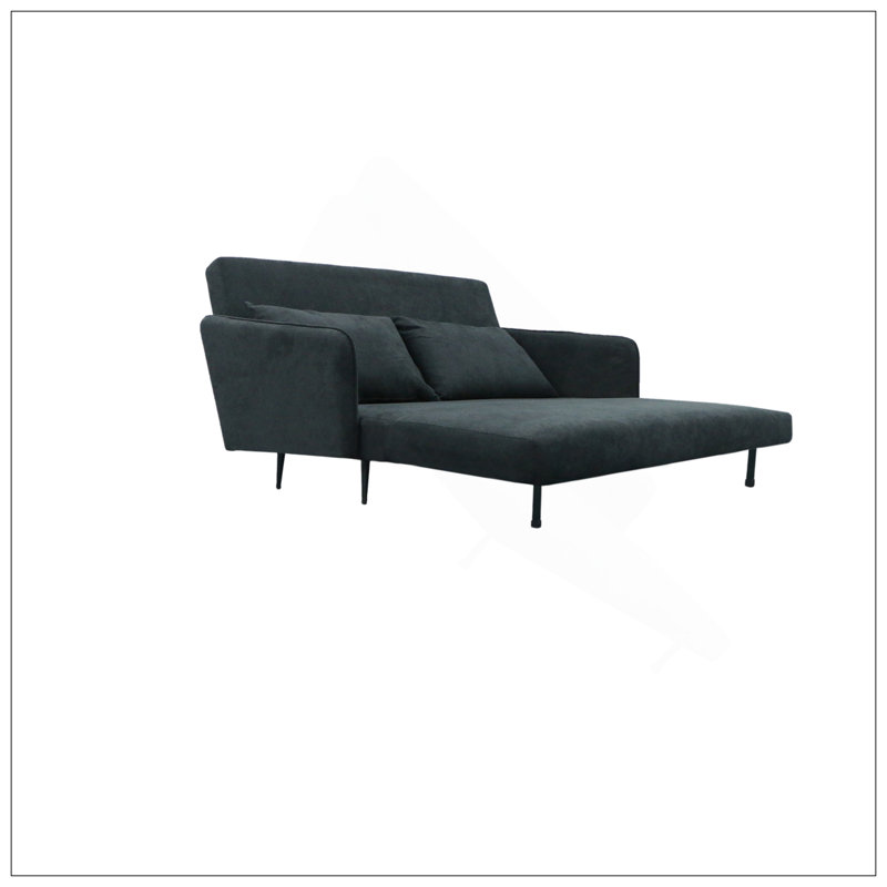 Causeuse convertible en tissu noir 61 po avec coussins