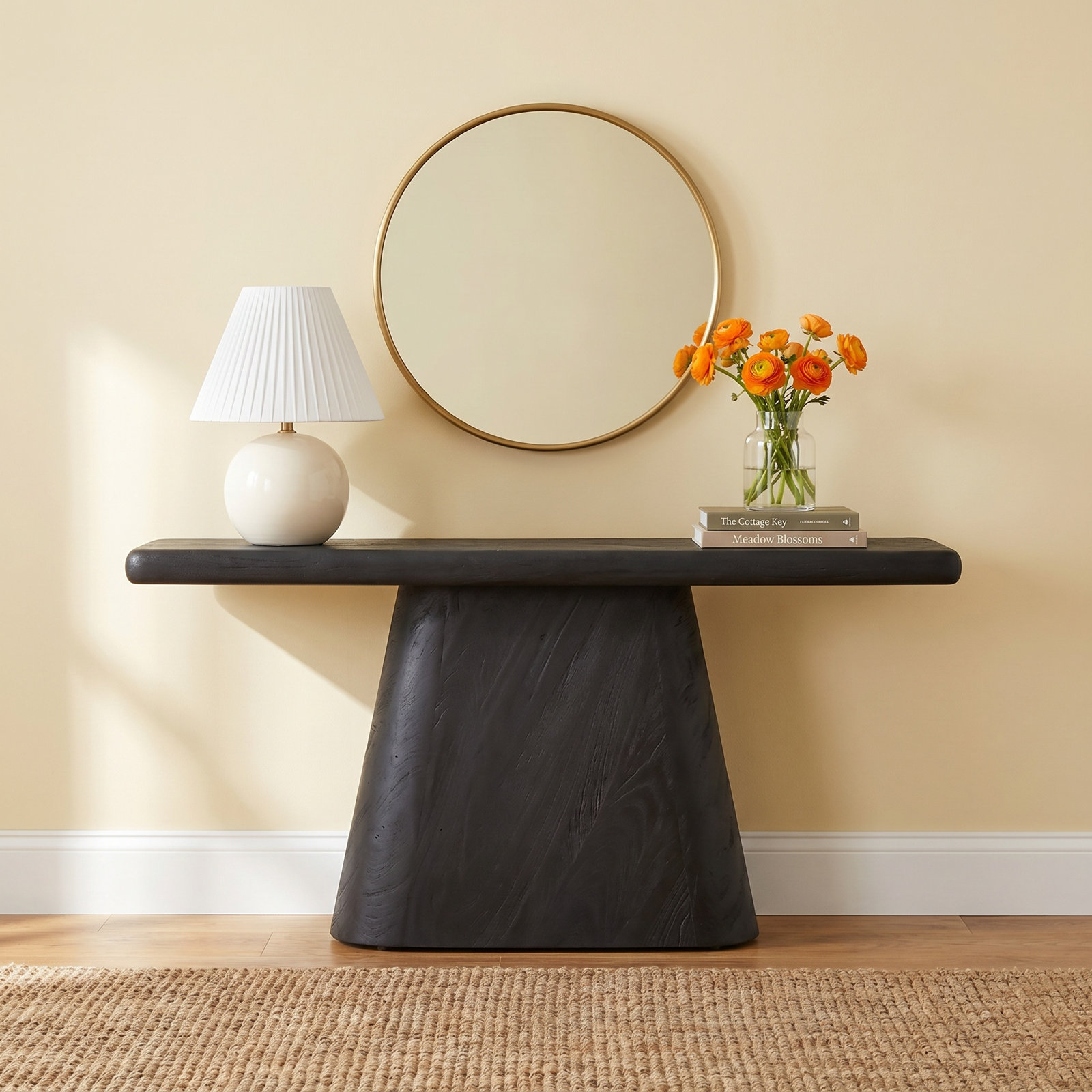 Brie 70'' Solid Wood Console Table, Black