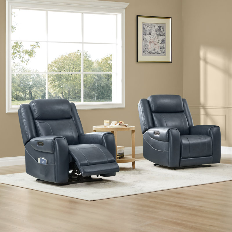 Winslow 37.2'' W Manufactured Wood Recliner, Navy