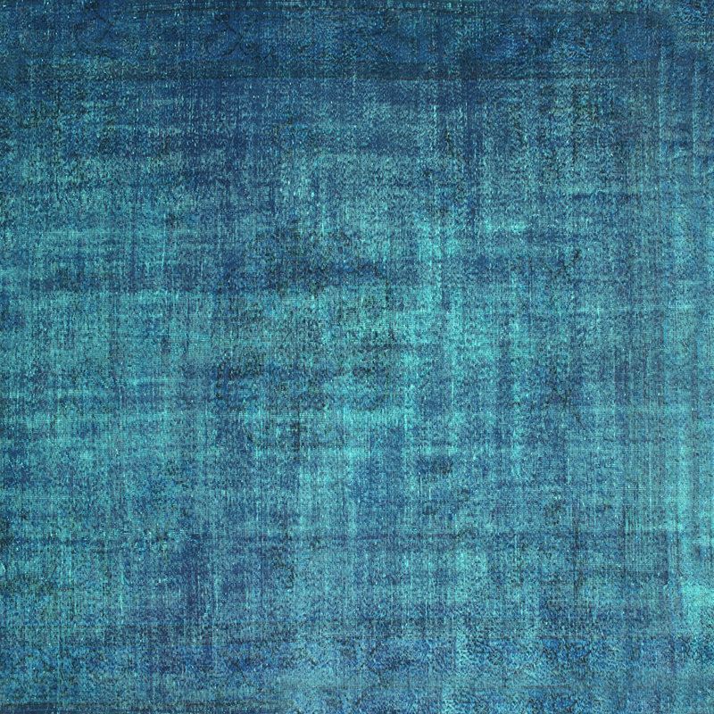 Tapis abstrait bleu tissé à la machine, Carré 3 pi