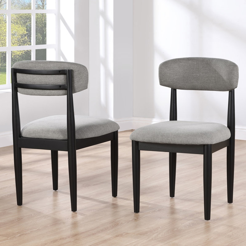 Chaise rembourrée en bois massif Lixy, Noir, noir, noir, noir