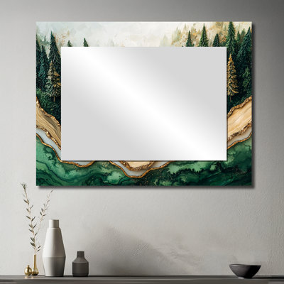 Paysage de forêt hivernale avec rivière en cristal I - Art mural miroir de paysages - imprimé sur métal
