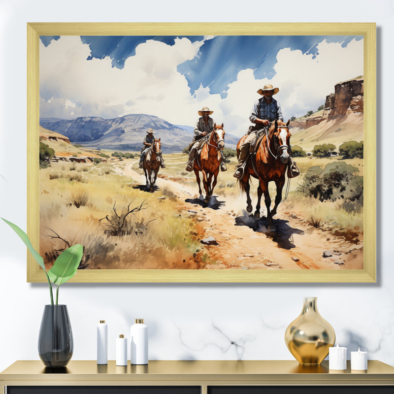 Keidenel " Cowboy Range Patrol ", Gold Single Picture Framed, 24" H x 32" W x 1" D