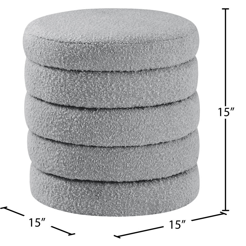 Amy-Claire Upholstered Ottoman, Grey Boucle Fabric