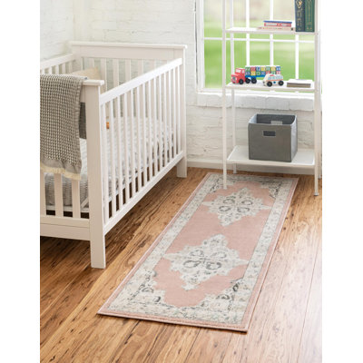 Tapis oriental rose / gris / ivoire Saira