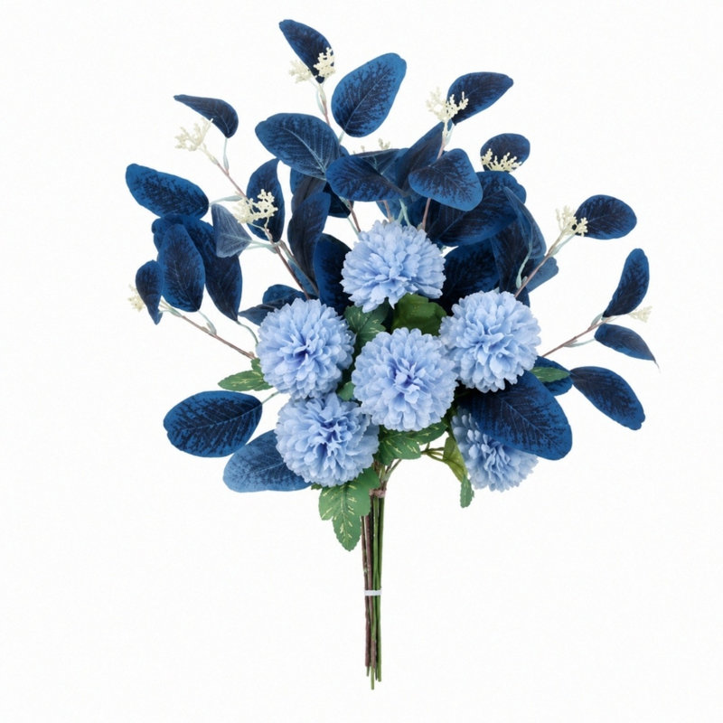 Silk Chrysanthemum Arrangement, Blue/Dark Blue