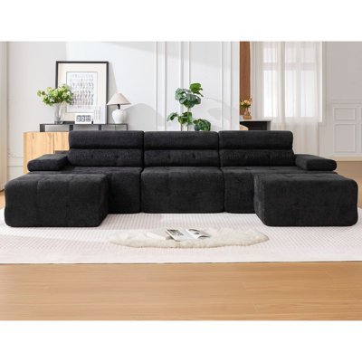 134" W Compression Modular U-Shaped Cloud Sectional Sofa