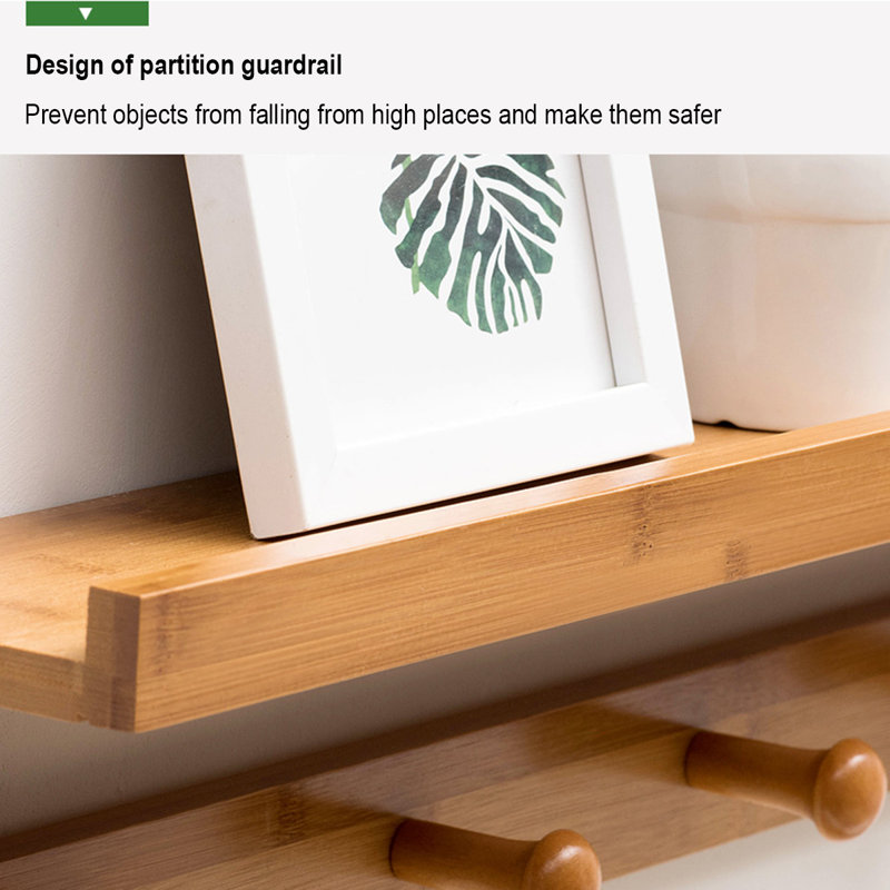 Solid Wood Wall Organizer with Key Hooks