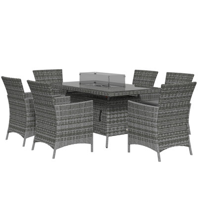 Wicker and Steel Patio Dining Set Table,