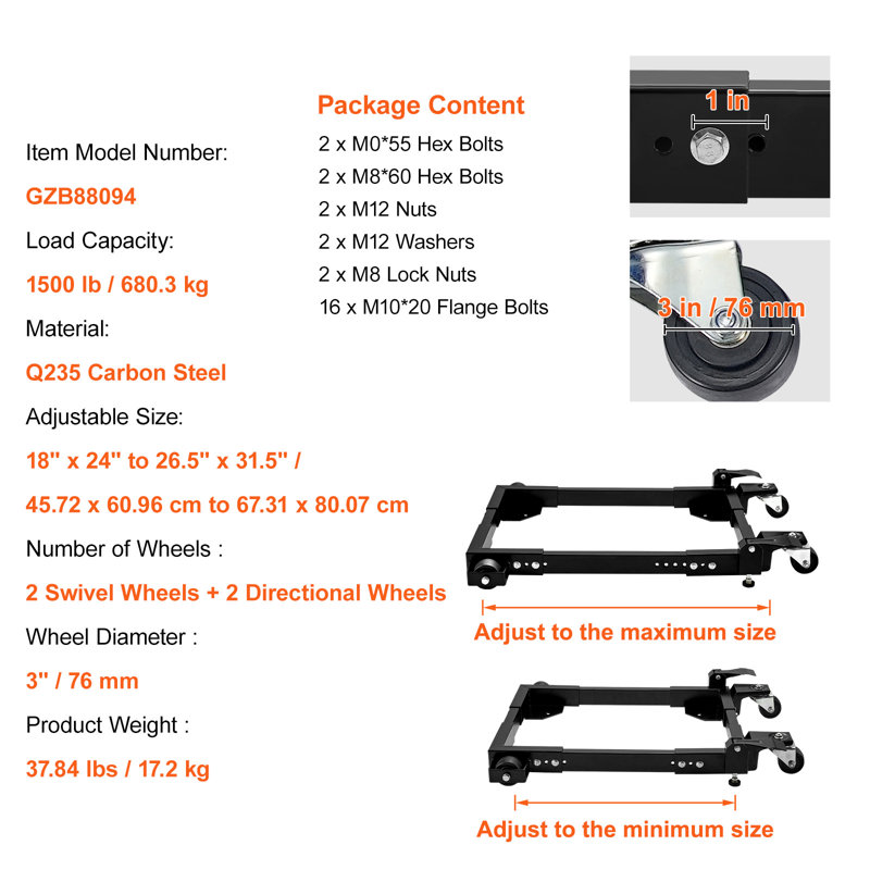 Mobile Base Heavy Duty Universal Stand 1500 lb Capacity For Tools Machines