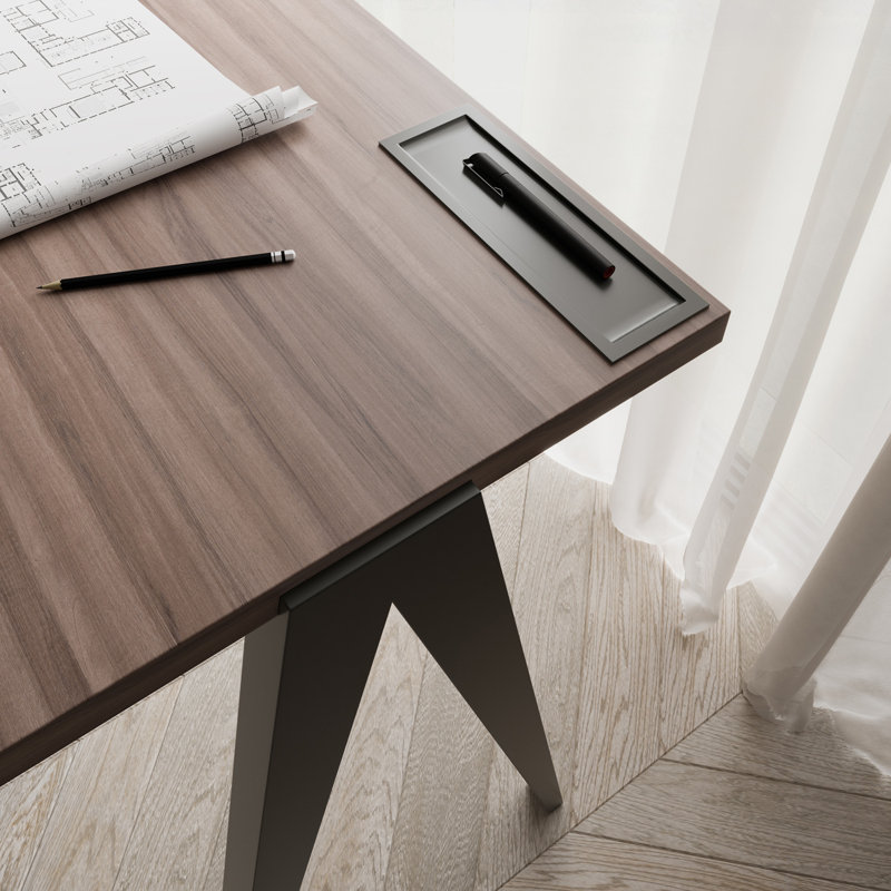 Gundrath Solid Wood Base Writing Desk, Walnut, Graphite