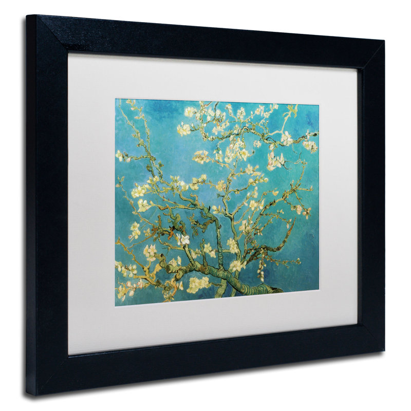 «Almond Branches» par Vincent Van Gogh - reproduction d'art sur toile, H 11 po x l 14 po x P 0,5 po, Noir