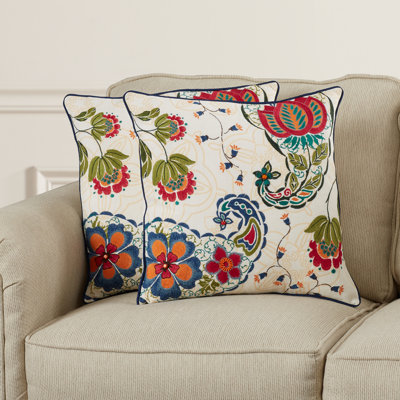 Louisville Embroidered Cotton Reversible Throw Pillow