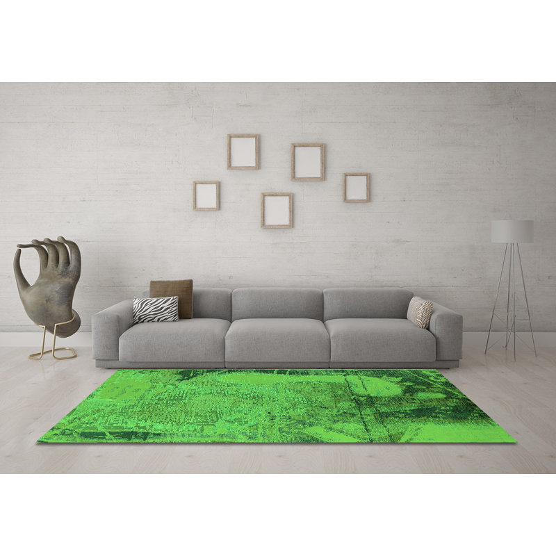 Washable Abstract Indoor Rug, Round 4'