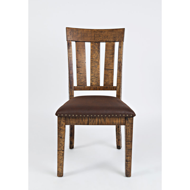 Crawford 18'' H Faux Leather Upholstered Acacia Side Chair