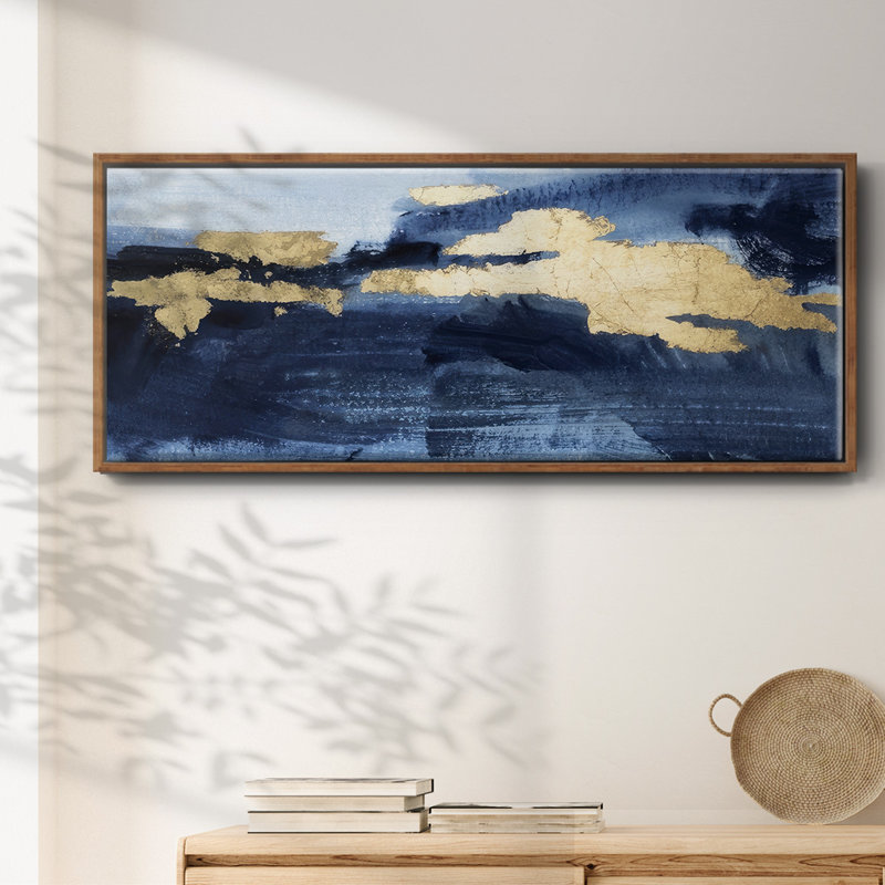 Gilded Indigo Sea II - toile encadrée, H 8 po x l 20 po