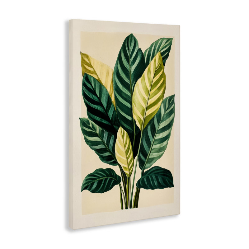 Toile de feuilles tropicales avec branches vertes, design par Petal Prints Design, H 30 po x l 20 po